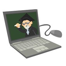 Laptop with professor on screen