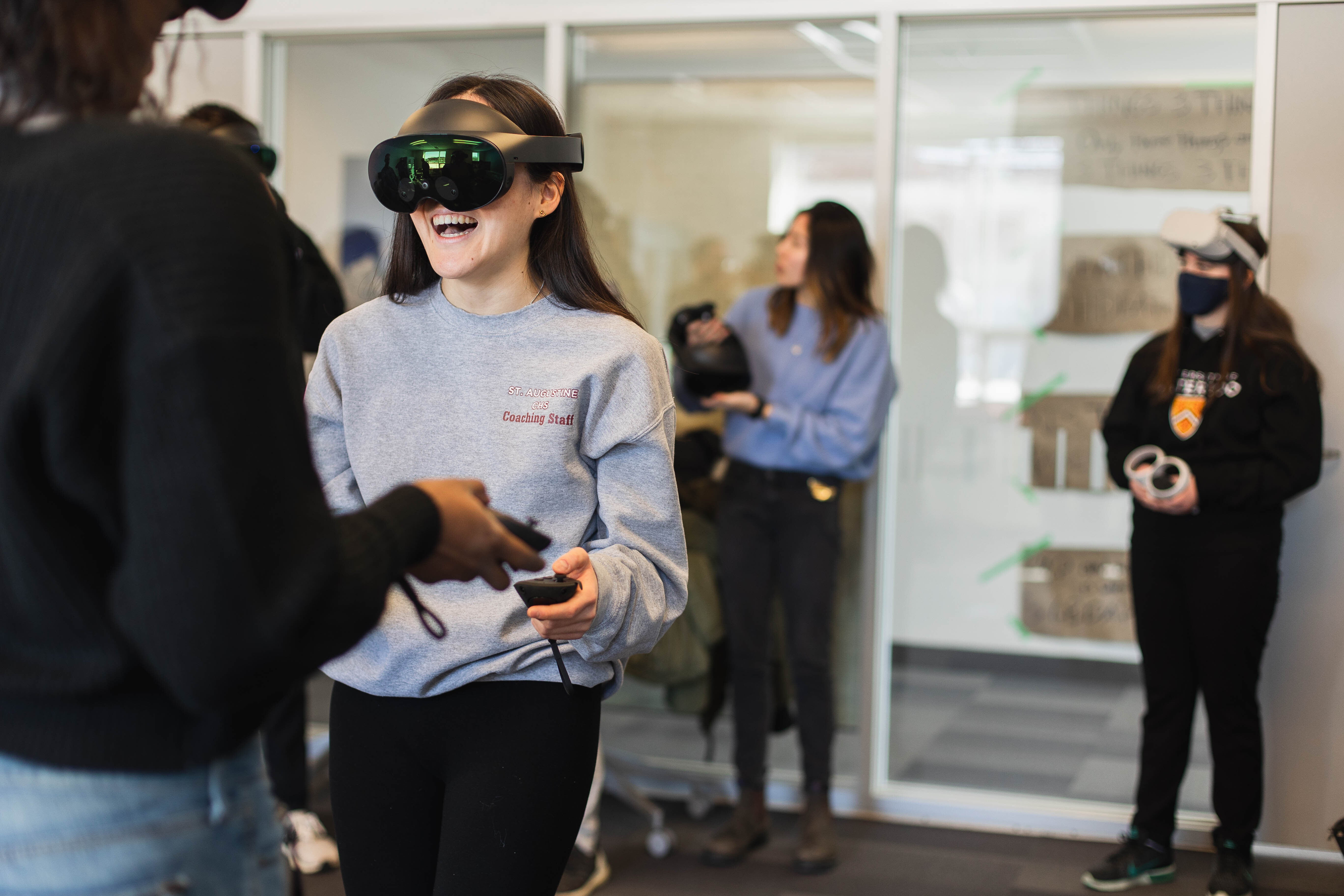 Students trying VR headset