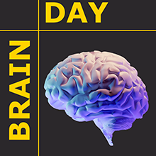 image of a purple brain with yellow text that reads &quot;Brain Day&quot;