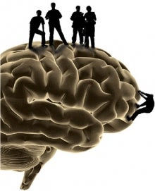 people standing on a brain