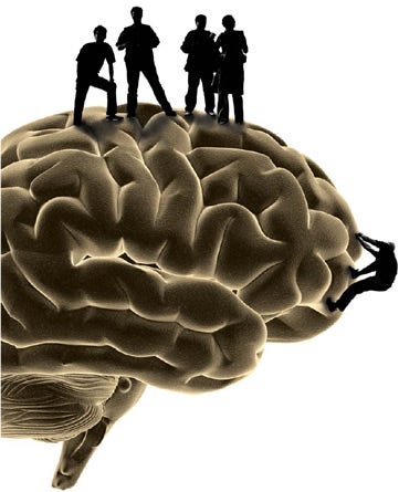 People standing on brain