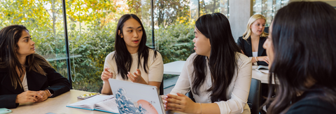 Group of students working at a table together