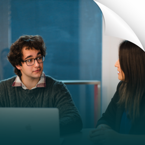 Link, student talking with his classmate.