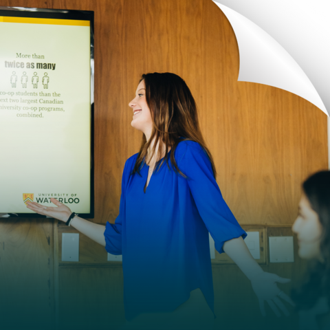 Link, woman presenting.