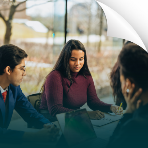 Link, group of three people working together.