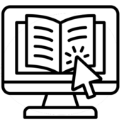 Computer with cursor clicking a book.