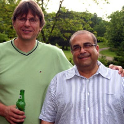 Dr. Raafat Mansour and an attendee at BBQ 2008
