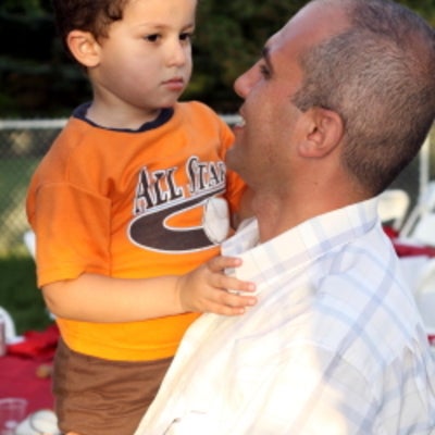 Mohamed Fahmi with his son at BBQ 2010