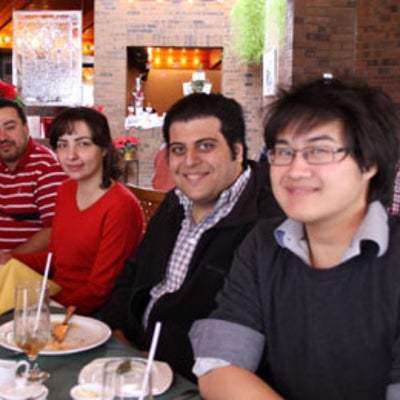Geoff Lee, Sormeh Setoodeh, and two other attendees at Christmas lunch 2010