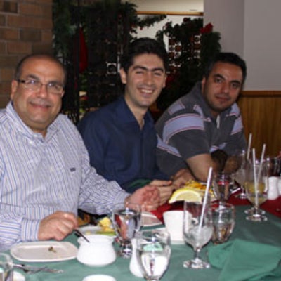 Dr. Raafat Mansour, Mostafa Azizi, and Saman Naziramadi at Christmas lunch 2010