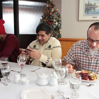 Baha, Neil and Salam at Christmas Lunch 2013