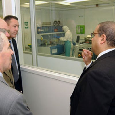 Raafat Mansour showing the lab