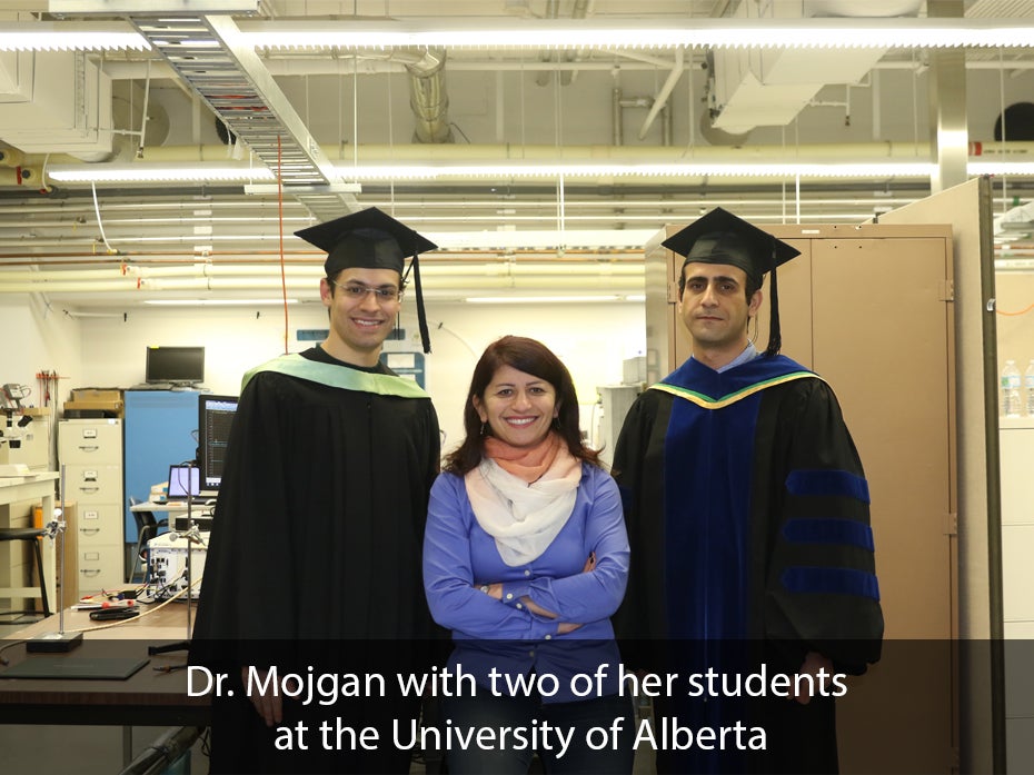 Dr. Mojgan with two of her graduate students at University of Alberta