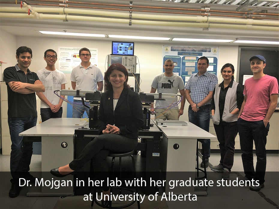 Dr. Mojgan in her lab with her graduate students at University of Alberta