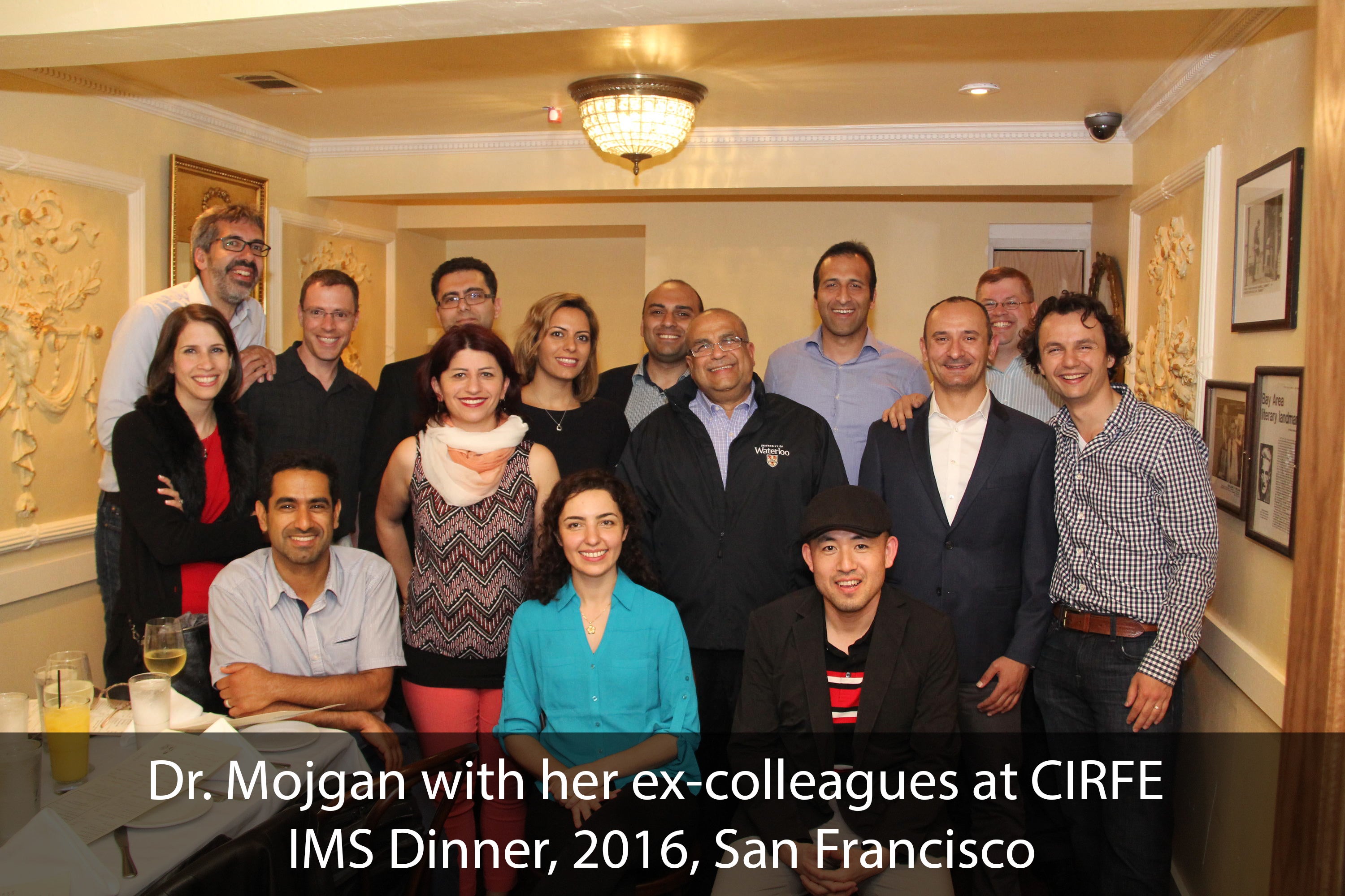 Dr. Mojgan with her ex-colleagues at CIRFE IMS Dinner, 2016, San Francisco