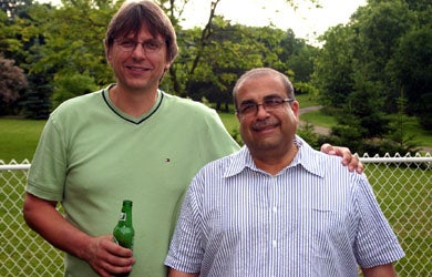 Dr. Raafat Mansour and an attendee at BBQ 2008