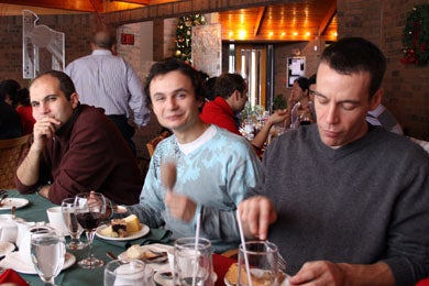 Mohamed Fahmi, Nino Zahirovic, and Kyle Trainor at Christmas lunch 2010