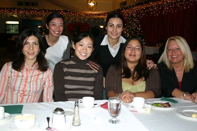 Group of female attendees at Christmas lunch 2005