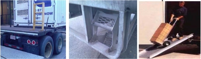 Trailer mounting assist devices: steps, ramp, and ladder
