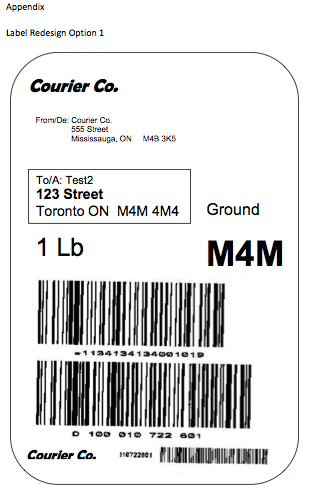 Courier label redesign option 1
