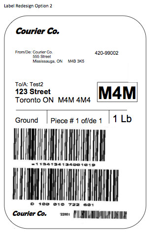 Courier label redesign option 2