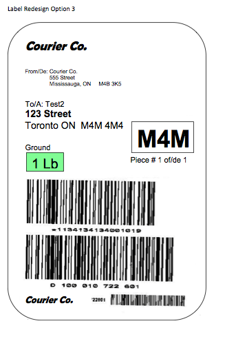 Courier label redesign option 3