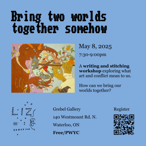 Instagram post for the writing and stitching event, same info as included in the rest of the page