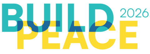 Build Peace 2026 title in blue and yellow