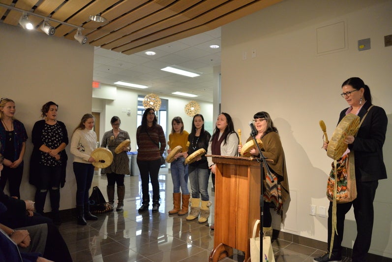 Our friends from the Waterloo Indigenous Student Centre opening the launch with drumming 