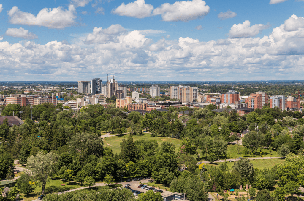 View of the Kitchener skyline on a sunny day by Matt Smith