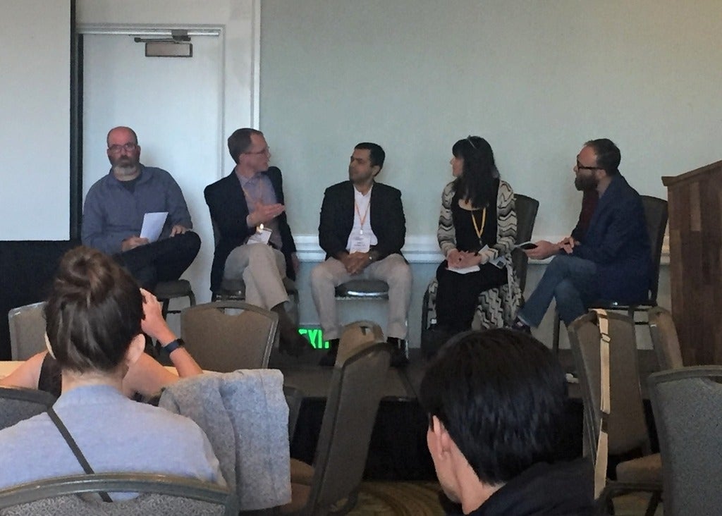 Paul and other panelists speaking at the Ashoka U Exchange 