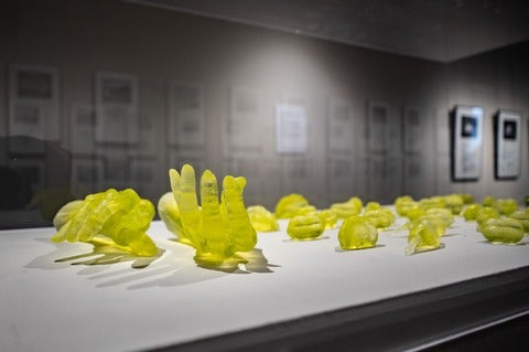 Uranium glass featured in the exhibition.