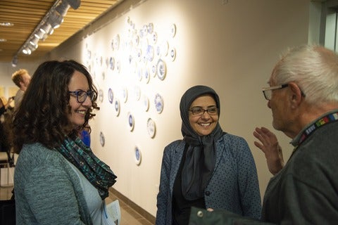Artist Soheila Esfahani chats with Grebel Gallery guests