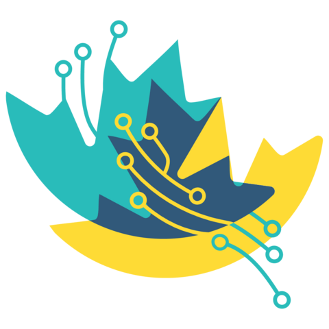 Build Peace conference logo with overlapping maple leaves and network linkages