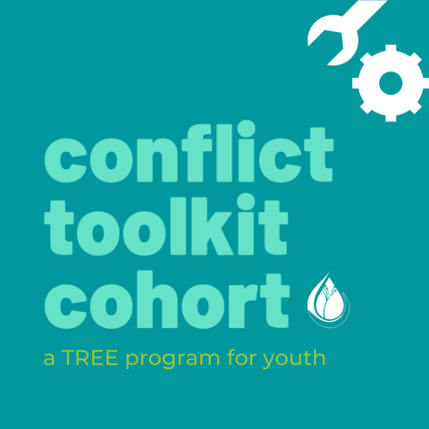 Conflict Toolkit Cohort, a TREE program for youth graphic with wrench and bolt background