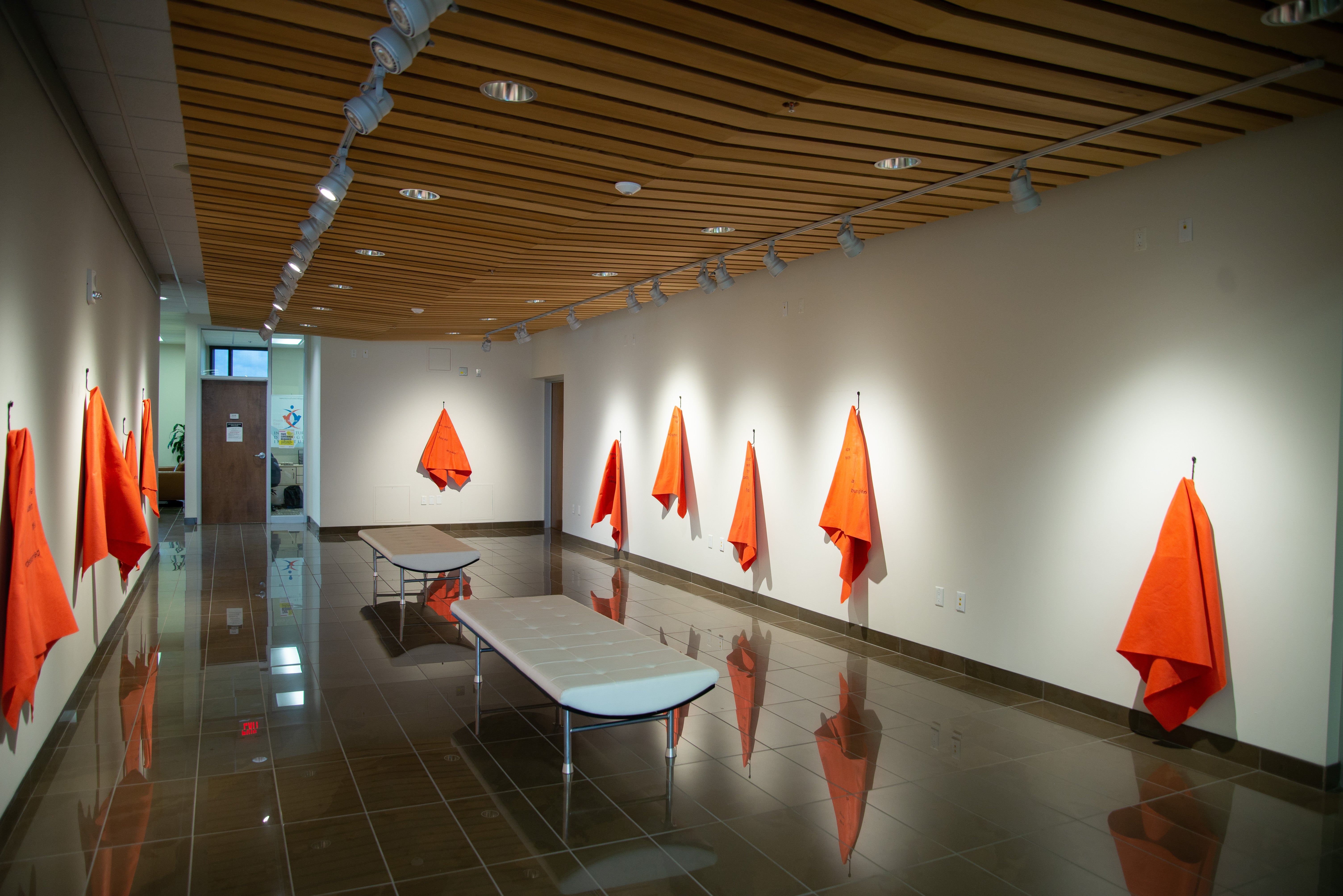 Grebel Gallery with Not Traumatic Enough for a Shock Blanket exhibits hanging