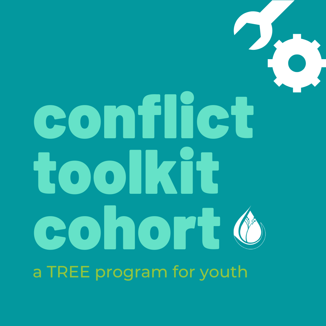 Conflict Toolkit Cohort - A TREE program for youth slogan with wrench and bolt graphics