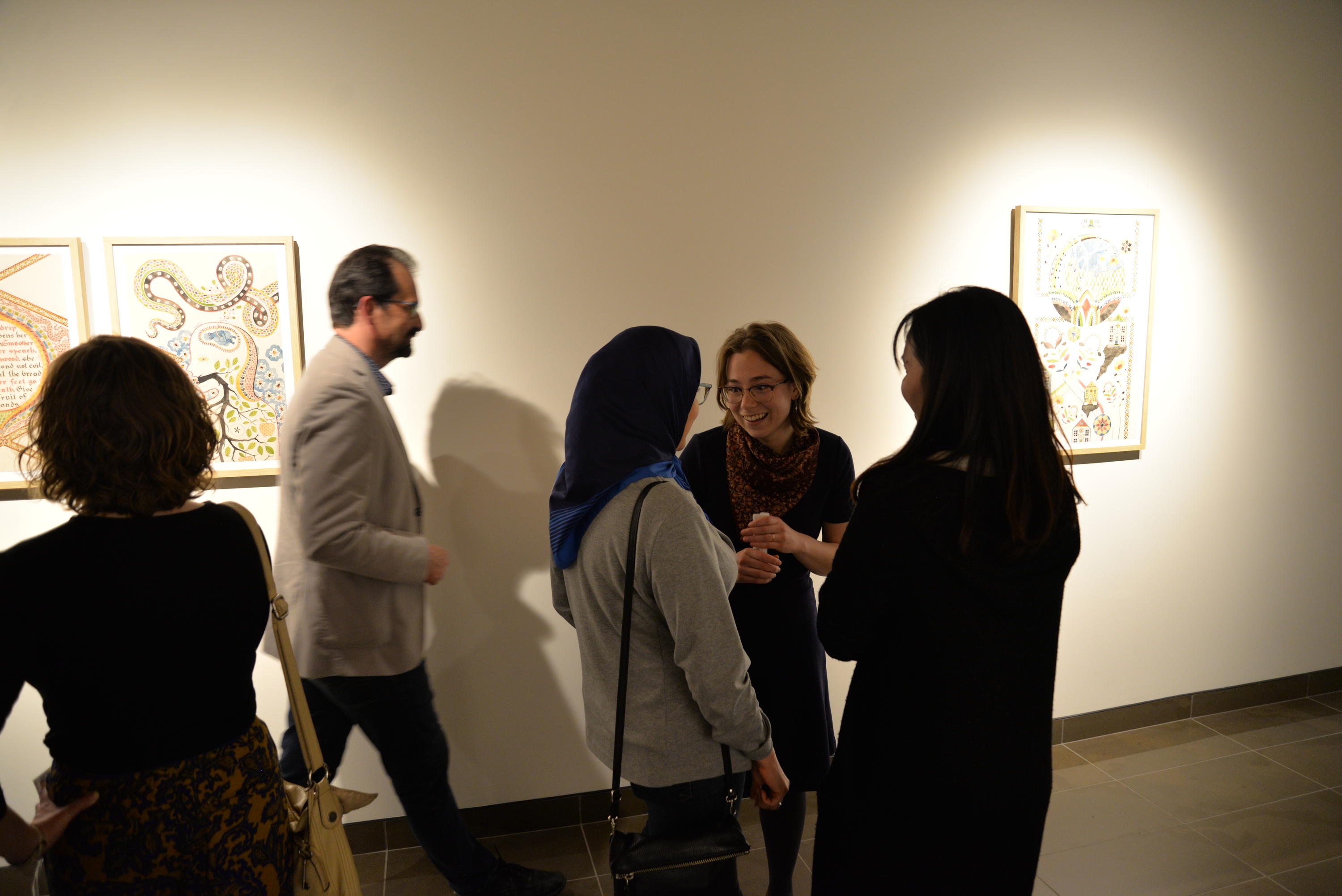 Mag Harder and Soheila Esfahani meeting in the exhibit launch