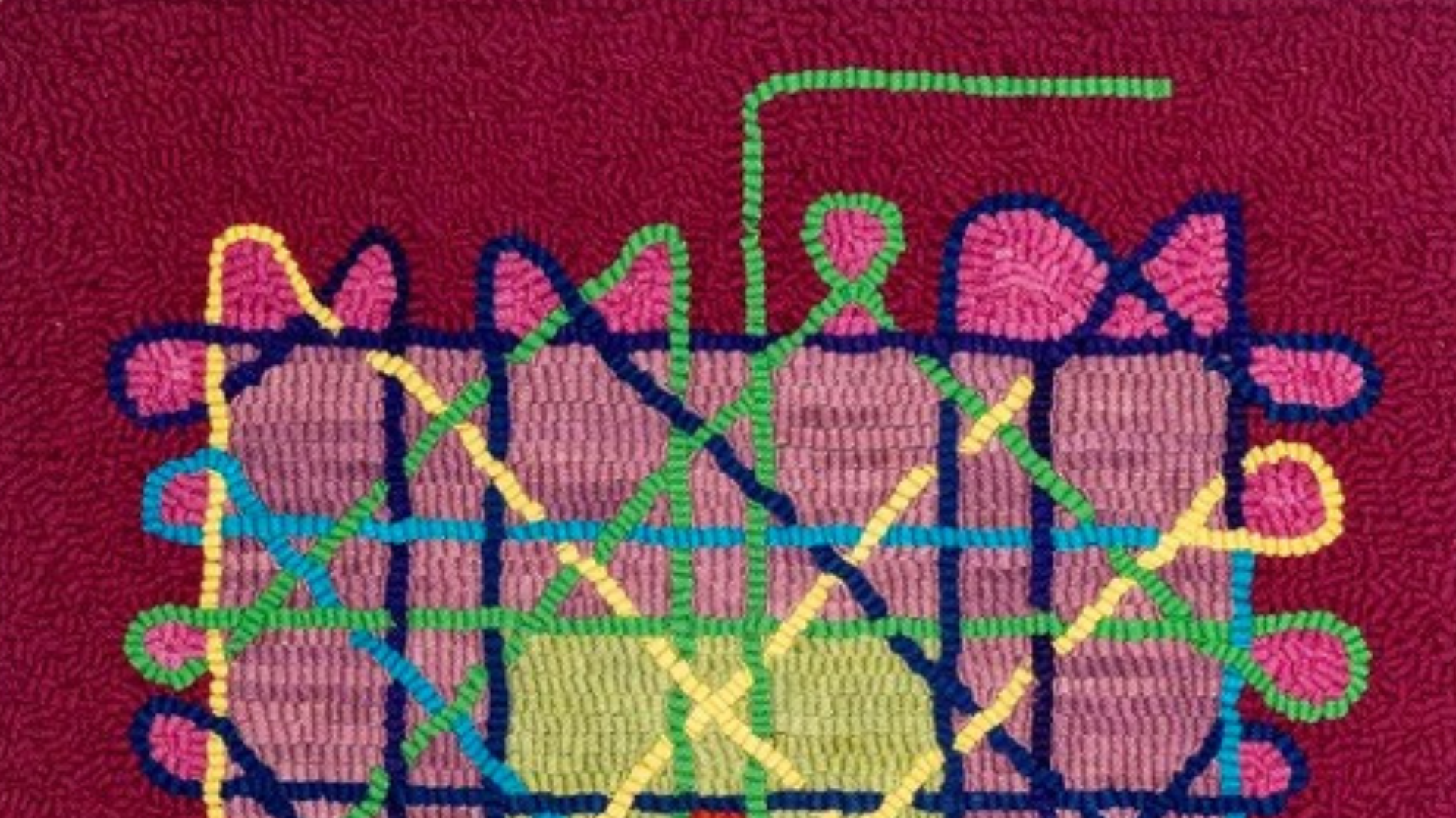 Close-up of a colourful hand-woven rug 