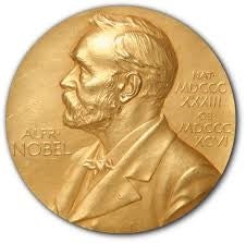 Image of Alfred Nobel on gold coin