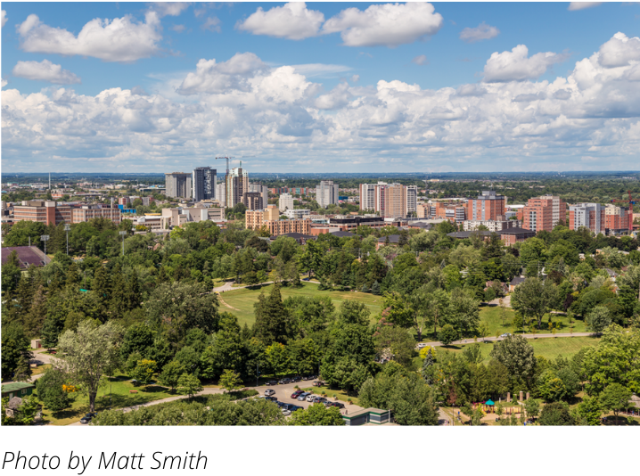 View of the Kitchener skyline on a sunny day by Matt Smith