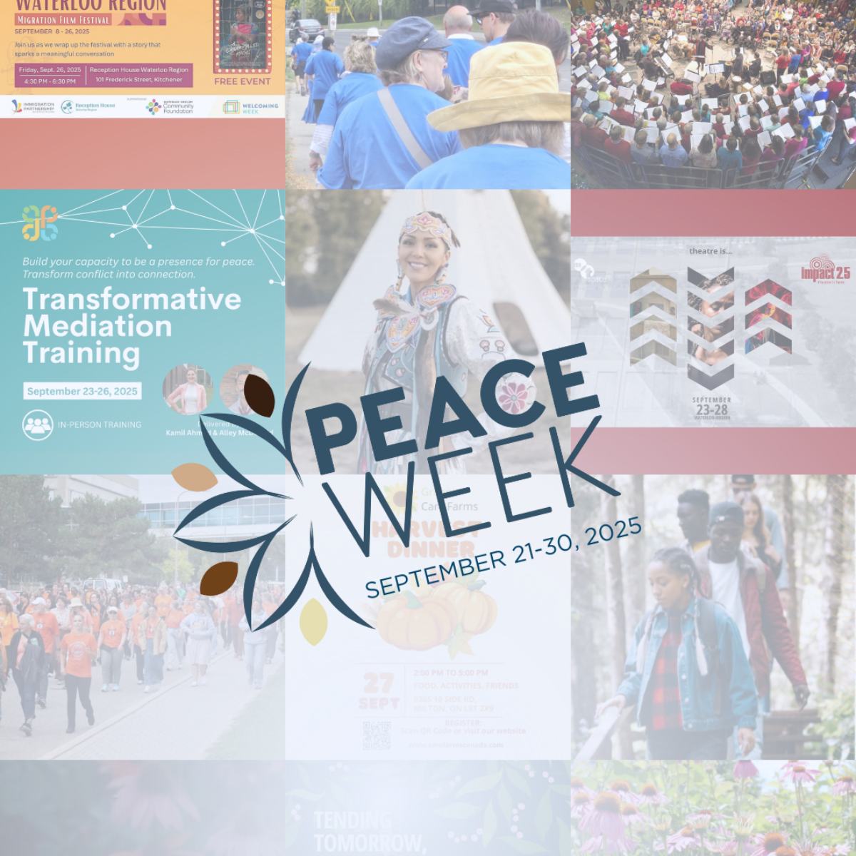 girl standing, people walking