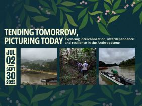 Lake and people hiking