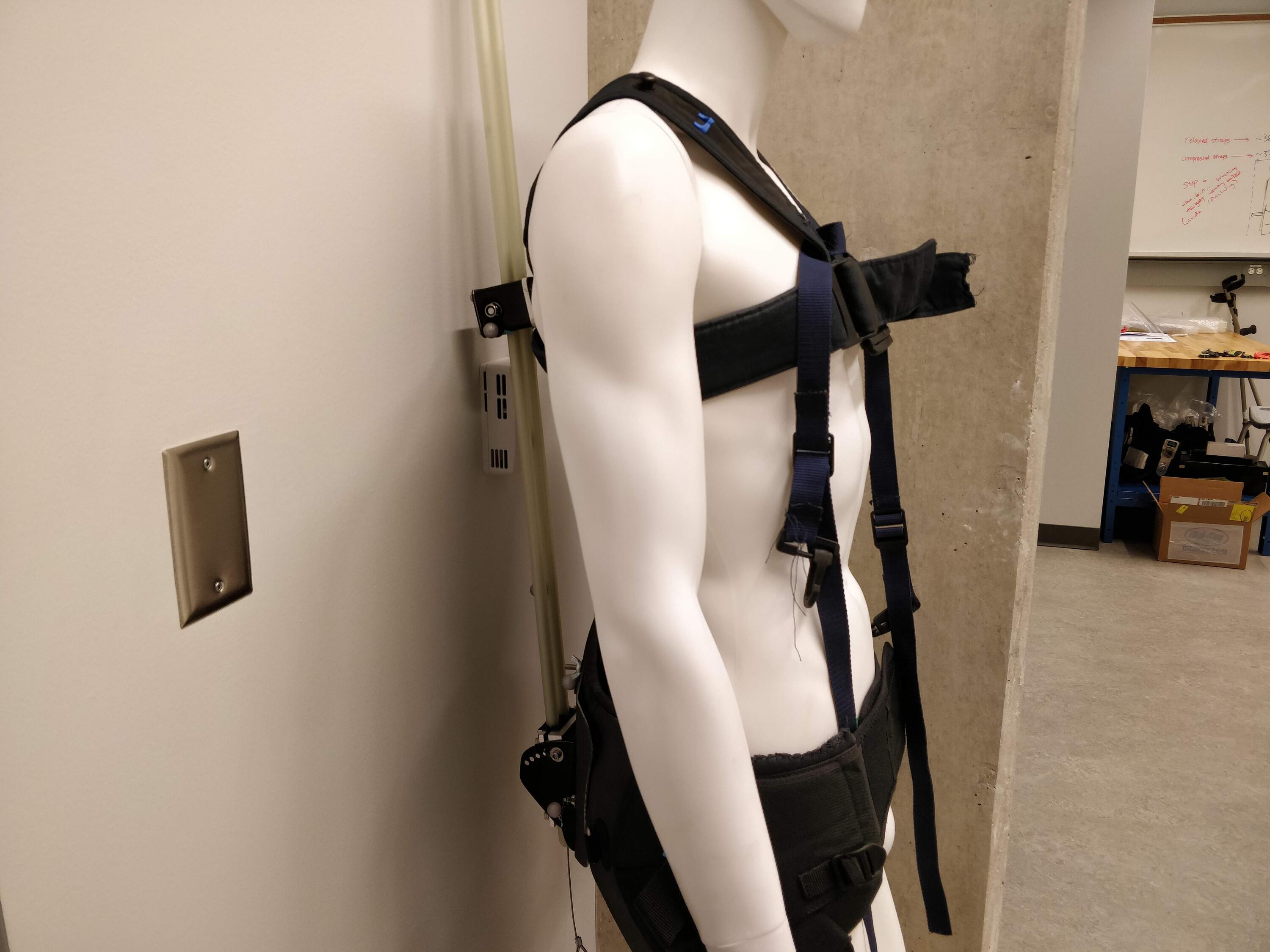Passive spinal exoskeleton system on mannequin