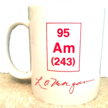Mug with a signature and chemical symbol, Am-95