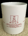 Mug with zinc periodic table tile.