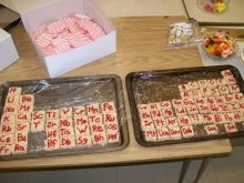 Periodic table made of Rice Crispies.