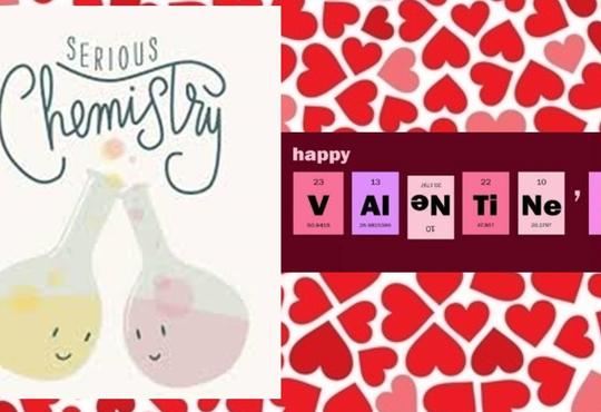 Serious Chemistry; Happy Valentine's Day written out in chemical symbols 