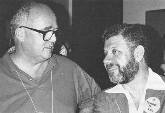 Black and white photo of Bassam Z. Shakhashiri with Reg Freisen