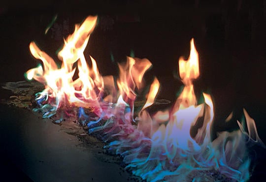 colourful flames in a black background